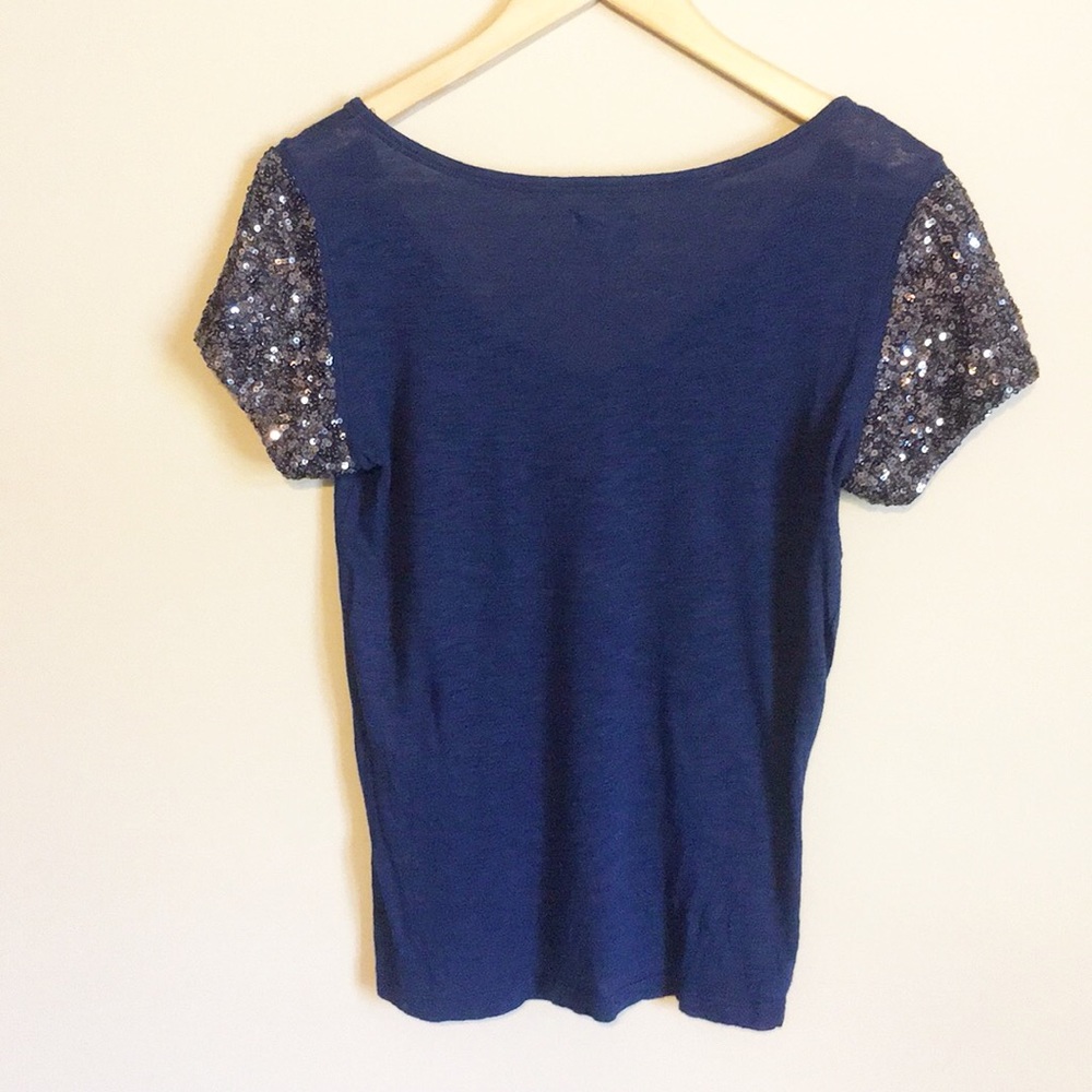 SALE ✨ Royal Blue Sequin Sleeve Aerie Top - Picture 2 of 4
